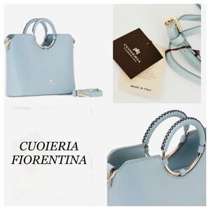 CUOIERIA FIORENTINA Oblo Mini Leather Crossbody in Sugar Paper